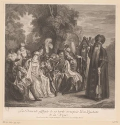 La Doloride affligée de sa barbe vient prier Don Quichotte de la venger (Histoire de Don Quichotte de La Mancha)
