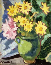 Marguerites Jaunes dans une Cruche Verte