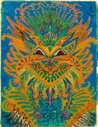 Chats kaléidoscopiques : motif de chats sur fond bleu