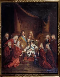 Le roi Louis XV (1710-1774) enfant accordant des lettres de noblesse au corps de la ville en 1716