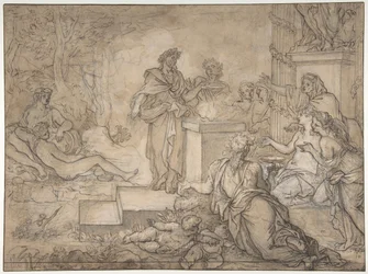Sacrifice offert devant une statue de Jupiter, 17ème siècle