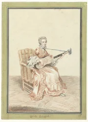 Portrait de Madame de Montainville jouant de la guitare