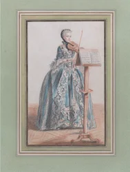 Femme jouant du violon, vue de face