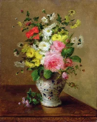 Nature morte avec des fleurs dans un vase, vers 1866