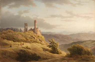 Paysage montagneux avec une ruine