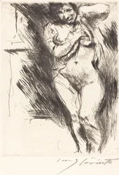 Nu à la chemise relevée, femme se déshabillant, 1921
