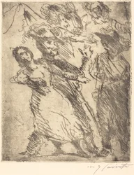 Cavaliers avec une femme