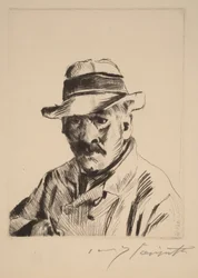 Autoportrait au chapeau de paille, en buste