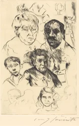 Différentes têtes et autoportrait