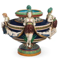 Grande jardinière en majolique Minton, vers 1870