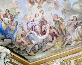 La Justice, détail du cycle de fresques dans la salle des Miroirs de Luca Giordano (1634-1705), palais Medici Riccardi, Florence