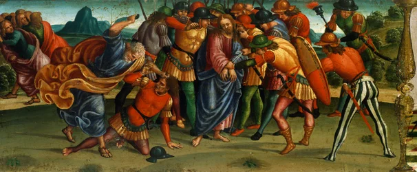 (détail) Capture du Christ, prédelle de la Lamentation sur le Christ mort par Luca Signorelli