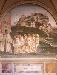 Histoires de Saint Benoît, fresque. Cloître de Saint Benoît, Abbaye de Monte Oliveto Maggiore