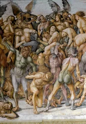 La Fin du monde - Détail représentant les damnés. Fresque de Luca Signorelli (1445-1523), 1499-1504, Orvieto, Duomo, Cappella di San Brizio