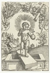 Enfant Jésus comme rédempteur entouré d