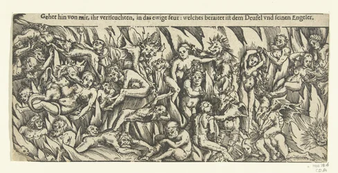 Enfer avec démons et damnés dans le feu éternel