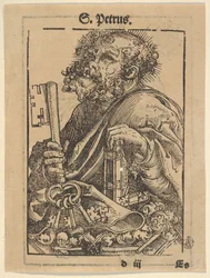 Buste de Saint Pierre, de la grande série des reliquaires de Wittenberg, verso : Martin Luther..., 1509