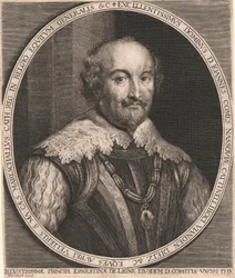 Excellentissimus Dominus, D. Joannes, Comes Nassouiæ, Cattinelli Boci, vianden Dietz & c. Eques Aurei Vellieris. S.Ma. Cæs. Mareschallus Cath. Reg. en Belgique Equitum Generalis & c.