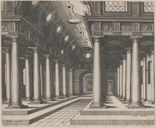 Un hall avec une voûte en berceau