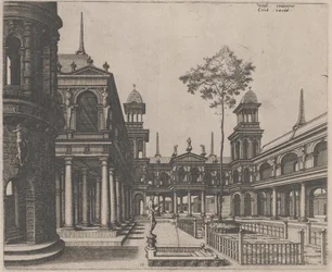 Place avec un bâtiment circulaire à gauche et un obélisque en arrière-plan