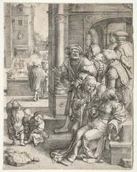 Le poète Virgile suspendu dans un panier, 1525