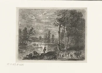 Paysage nocturne avec paysans et bétail (Kleine landschappen)