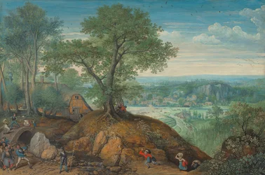 Paysage étendu avec des soldats pillards