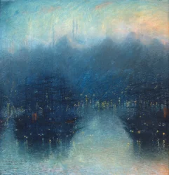 Constantinople (Le soir du port) (pastel sur papier)