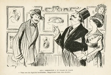 Illustration dans Le Rire, no 481, 27/04/12 - Aux "Humoristes" du Palais des glaces - Salon des indépendants Humoristes (gravure)