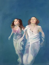 Un garçon et une fille flottant, 2004 (huile sur toile)