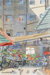 Chiffons orange séchant, Mahane Yehuda, Jérusalem