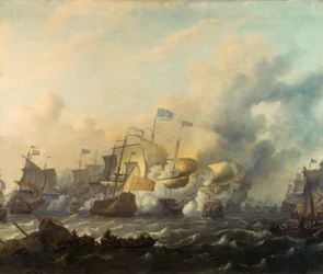 Une bataille navale entre Hollandais et Anglais