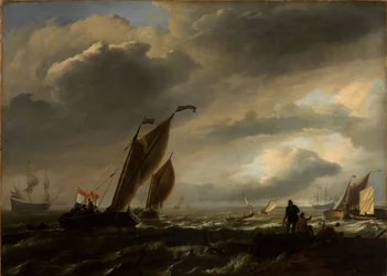 Mer légèrement agitée avec des navires