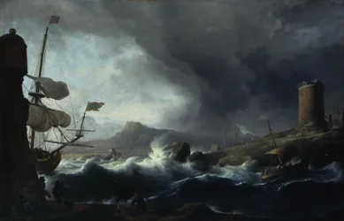 Mer agitée sur une côte montagneuse