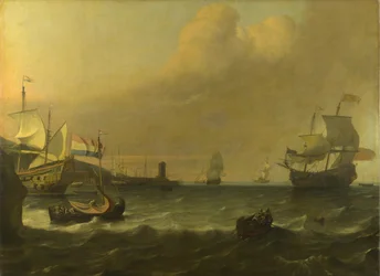 Navires de guerre néerlandais entrant dans un port méditerranéen, 1681