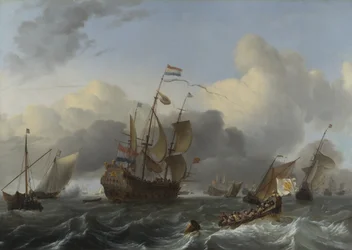 Navire amiral Eendracht et une flotte de navires de guerre néerlandais, vers 1670