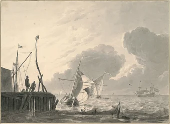 Port sur la mer sous l