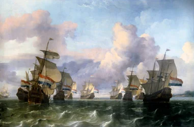 Aile hollandaise de la Compagnie des Indes. Peinture de Ludolf Backhuysen