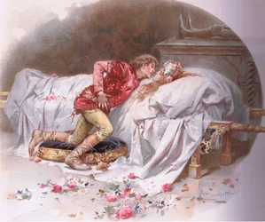 Ton poison est rapide. Ainsi, dans un baiser, je meurs., illustration tirée de « Roméo et Juliette »