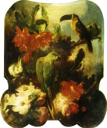 Oiseaux Exotiques et Fleurs