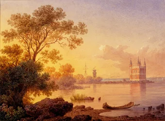 Vue sur le pavillon des Roses Ozerki à Peterhof