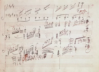 Partition de la „Sonate pour piano no 14 en do dièse mineur“, la „Sonate au clair de lune“ du compositeur allemand Ludwig van Beethoven (1770-1827), composée en 1801. Maison natale de Beethoven, Bonn, Allemagne