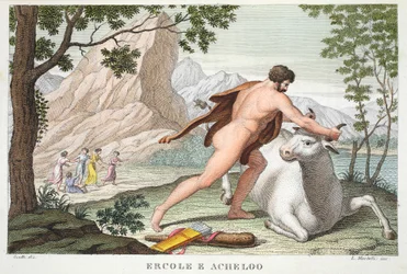 Hercule et Achélous, Livre IX, illustration des Métamorphoses d