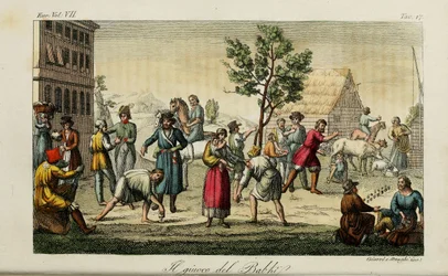 Osselets. Illustration de Il costume antico e moderno o storia del governo par Giulio Ferrario, 1831