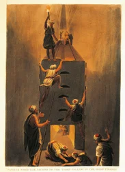France, Paris, Passage de la deuxième à la troisième galerie dans la Grande Pyramide de Gizeh