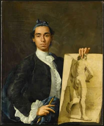 Autoportrait tenant une étude académique, 1746