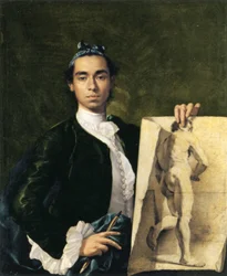 Autoportrait tenant une étude académique