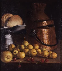 Nature morte avec fruits et ustensiles de cuisine