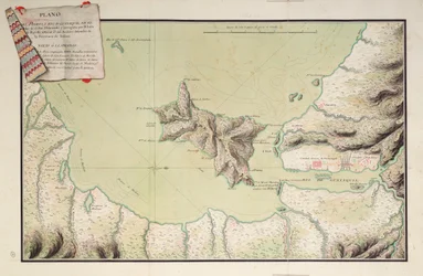 Plan du port et du fleuve Guayaquil dans la mer du Sud