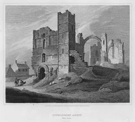 Abbaye de Lindisfarn, façade ouest (gravure)